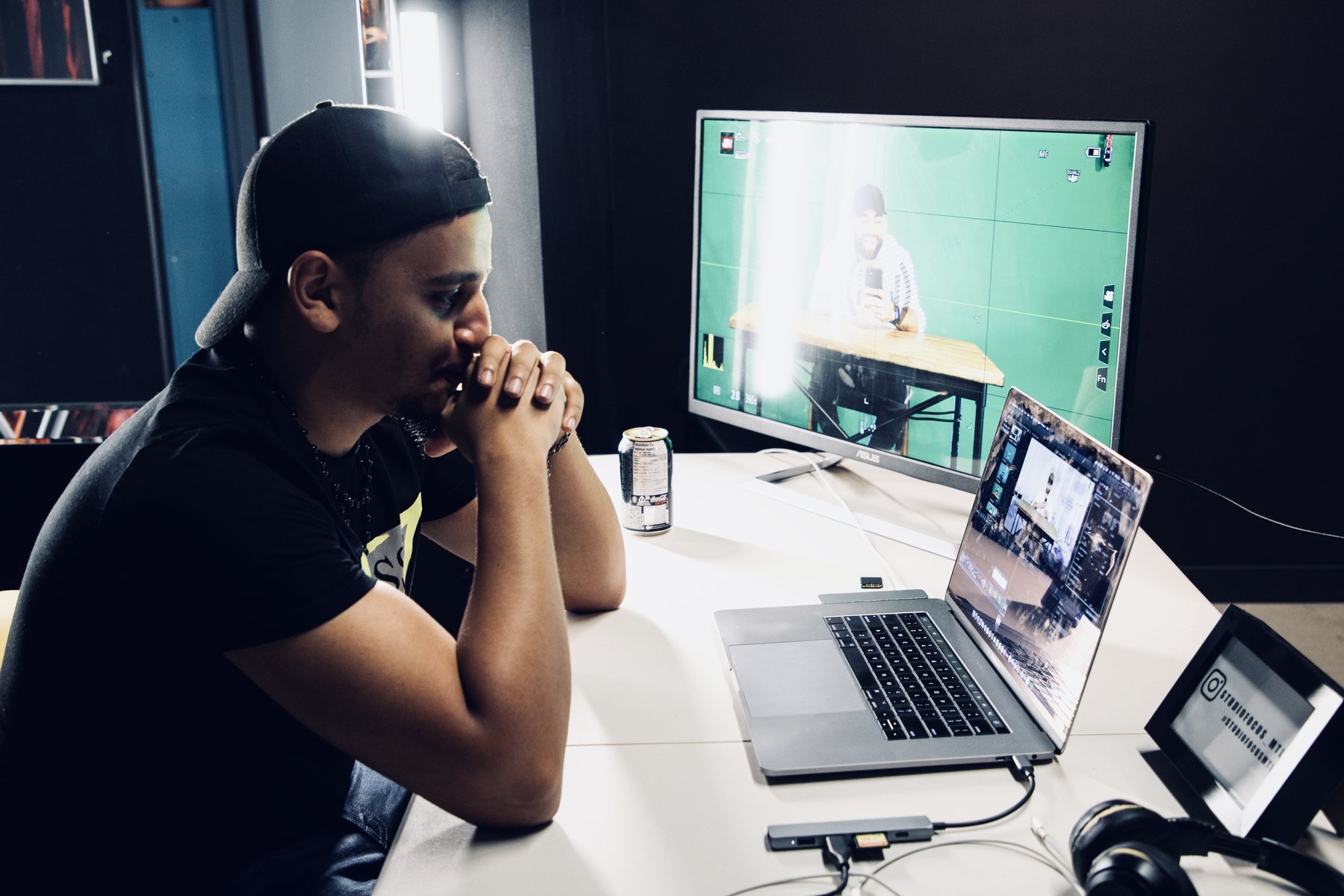 Wolf at the edit desk, cutting his own film