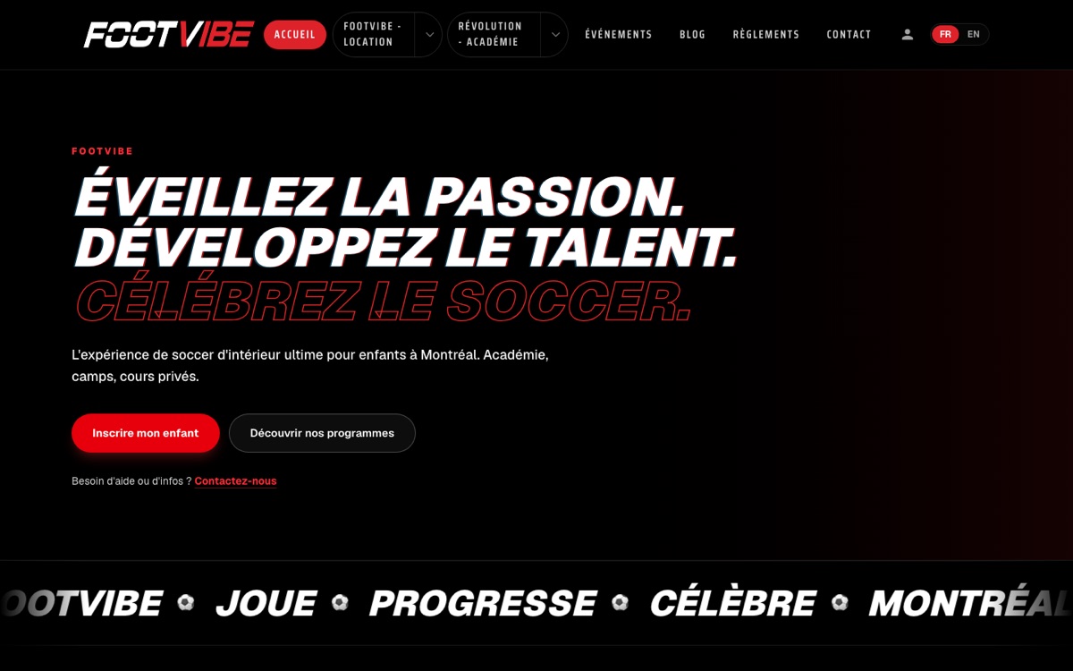 FootVibe — soccer academy platform