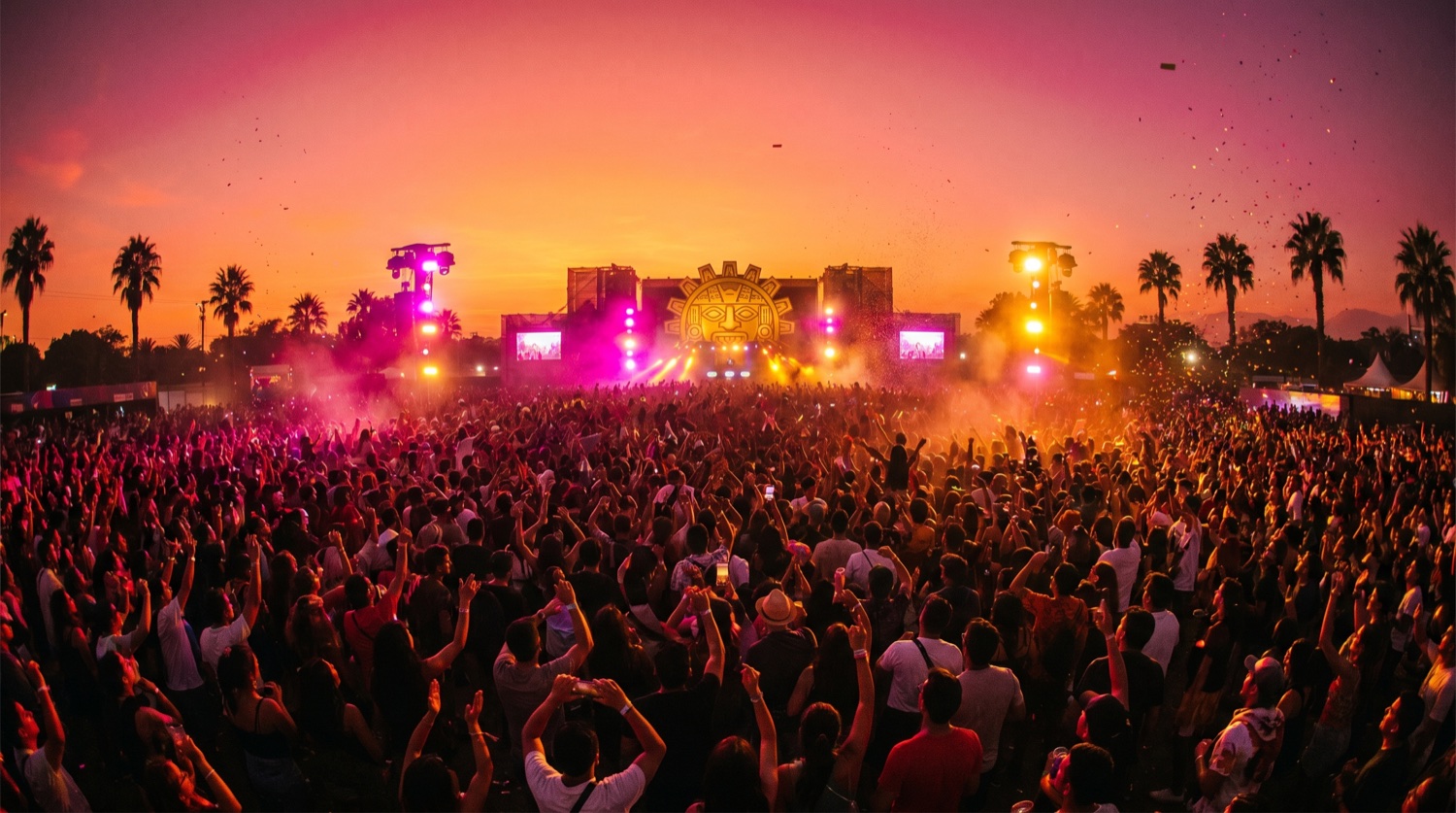 Crowd at golden hour