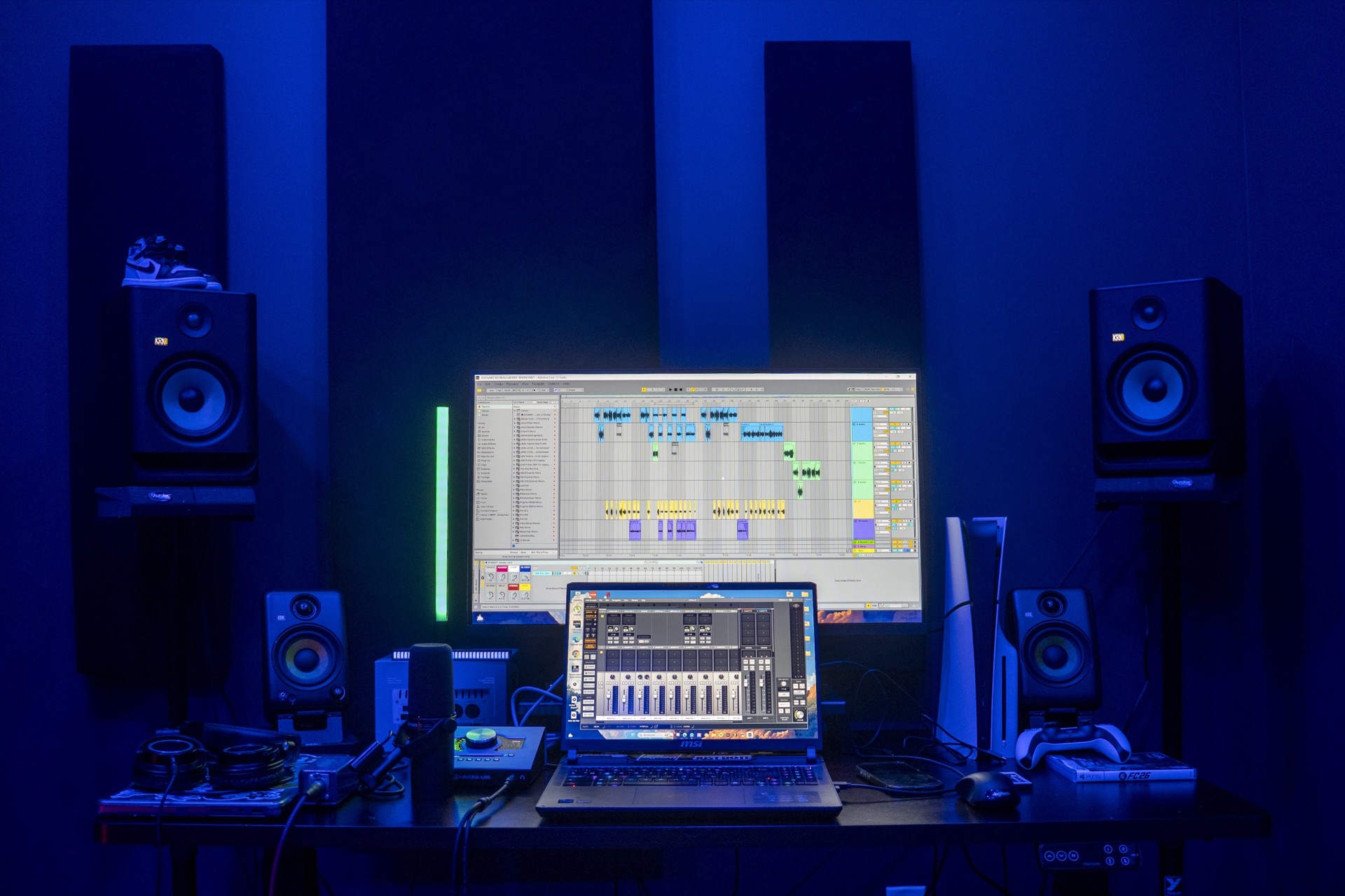 The studio workstation — Ableton, monitors, audio interface